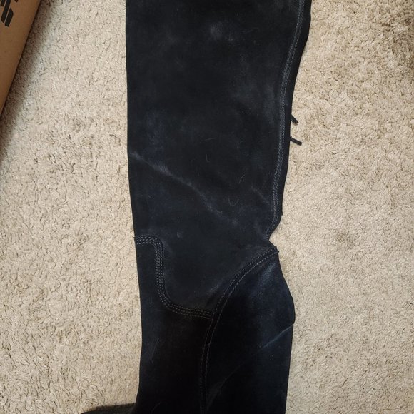 Size 40 - Black Suede, wedge heel, knee high boots - Picture 2 of 2